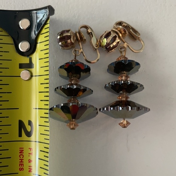 Flying Saucers AB Crystals Glass Disc Earrings - Picture 8 of 16